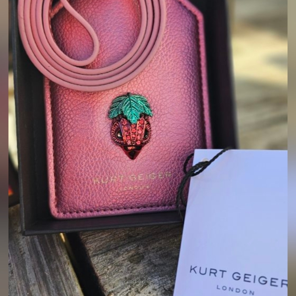 KURT GEIGER NWT CHROME PINK STRAWBERRY BAG LANYARD